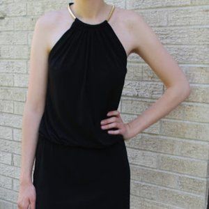 Jessica Simpson little black dress with gold 4